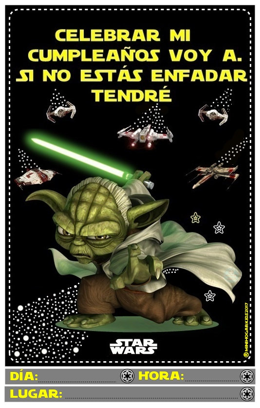 decoración cumpleaños de Star Wars invitacion